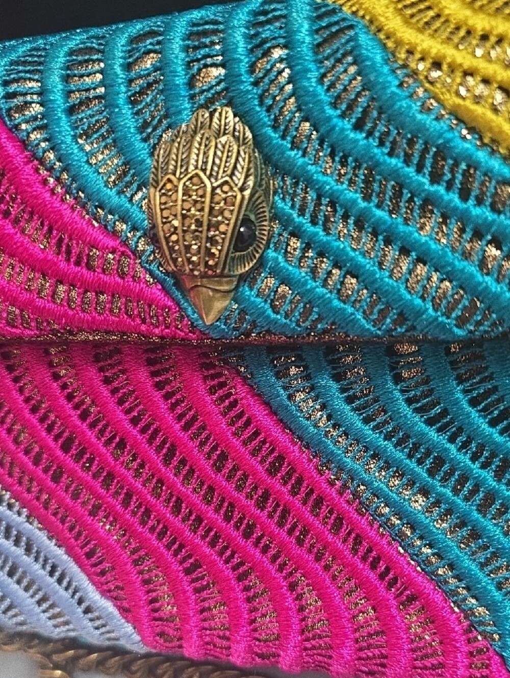 Kurt Geiger Multicolor Beaded Wave Crossbody - Pink Teal Yellow White - Picture 2 of 10